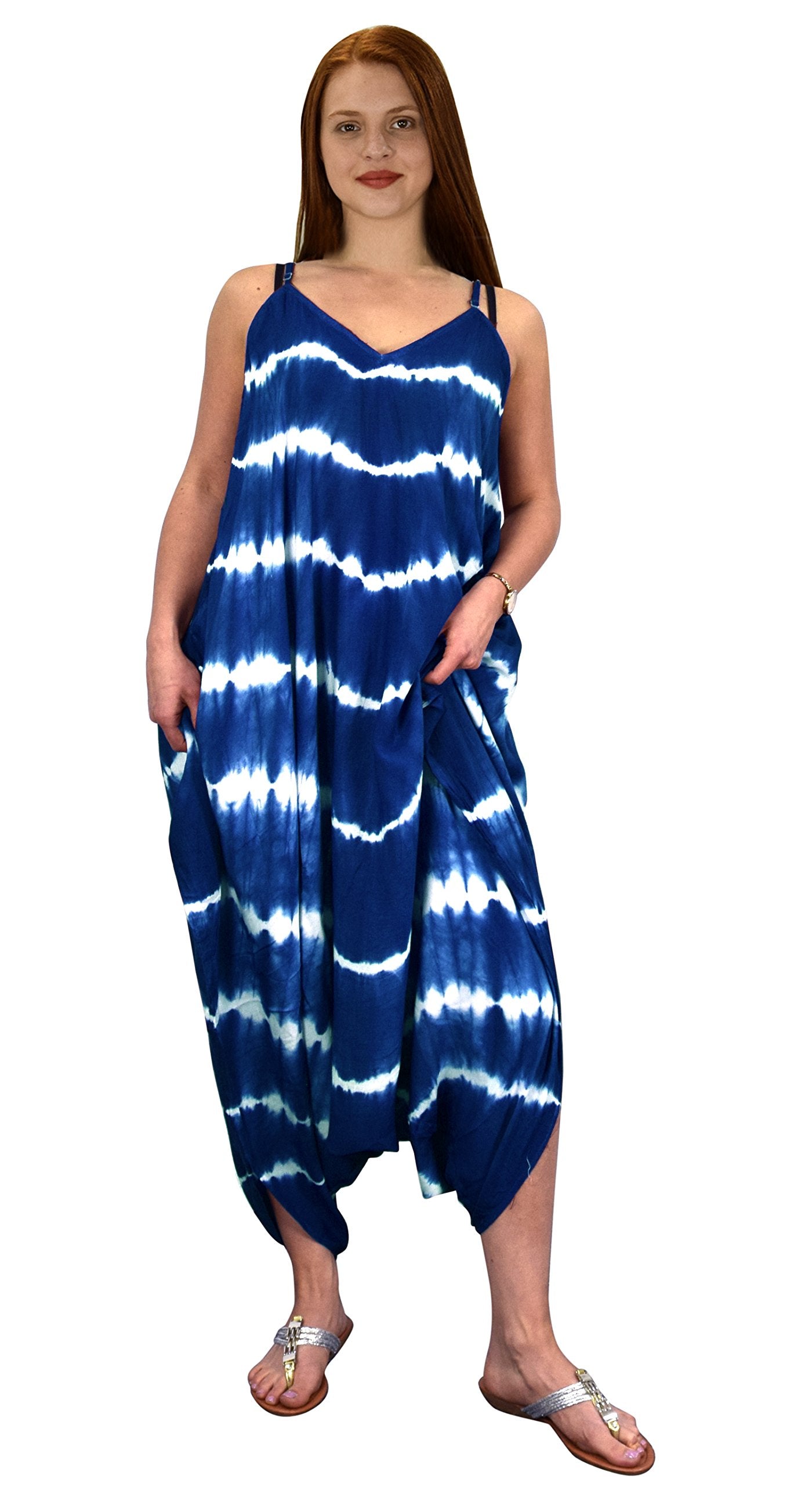Wholesale Bulk Lot: Women's Trendy Loose Drape Harem Jumpsuit Romper Navy Large