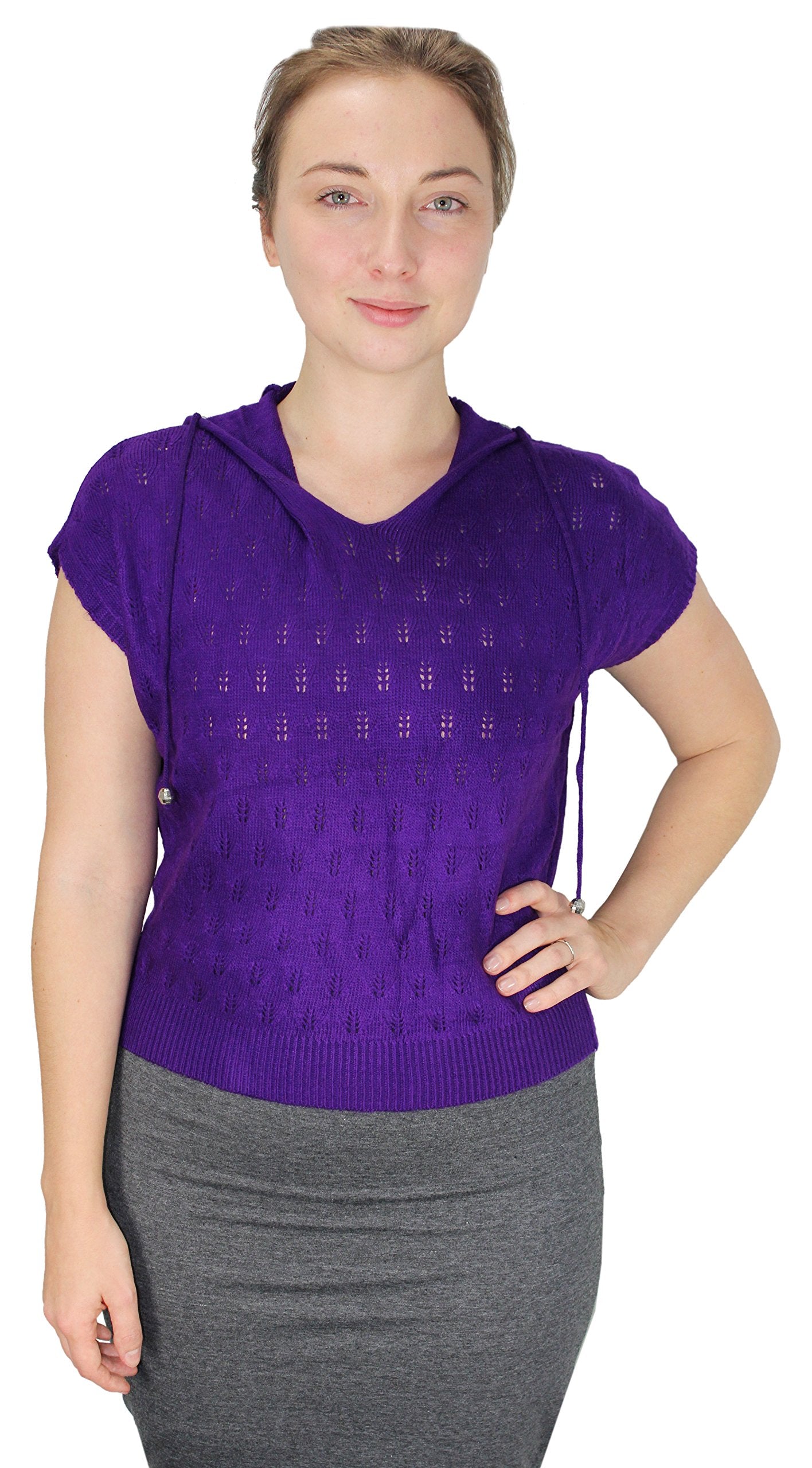 Wholesale Bulk Lot: Womens Short Sleeve Dolman Top Elastic Waist Purple S/M