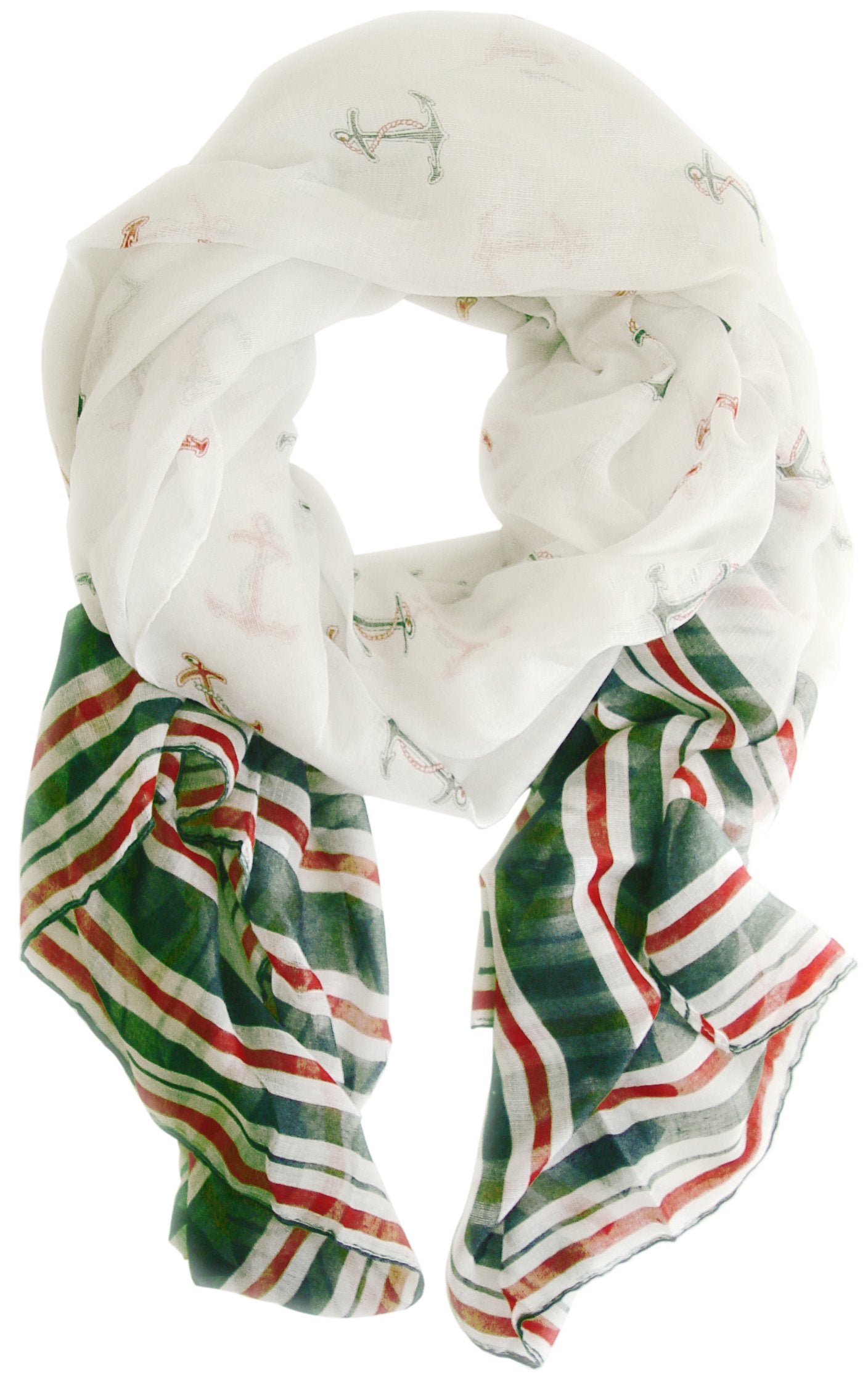 Wholesale Bulk Lot: Nautical Anchor Print Navy Scarf Wrap Shawl Red White Green Reseller Pack