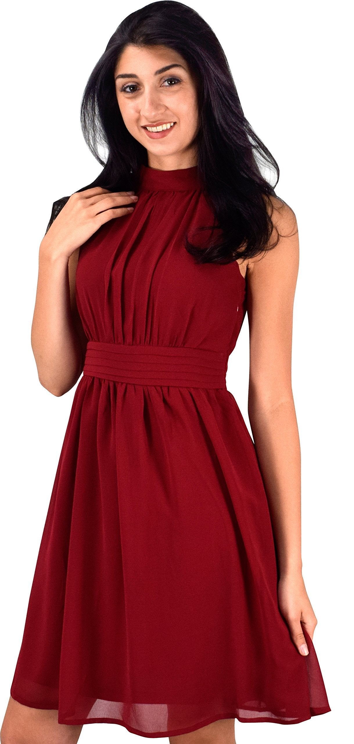 Wholesale Bulk Lot: Womens Chiffon Sleeveless Vintage Cocktail Flare Dress Red L