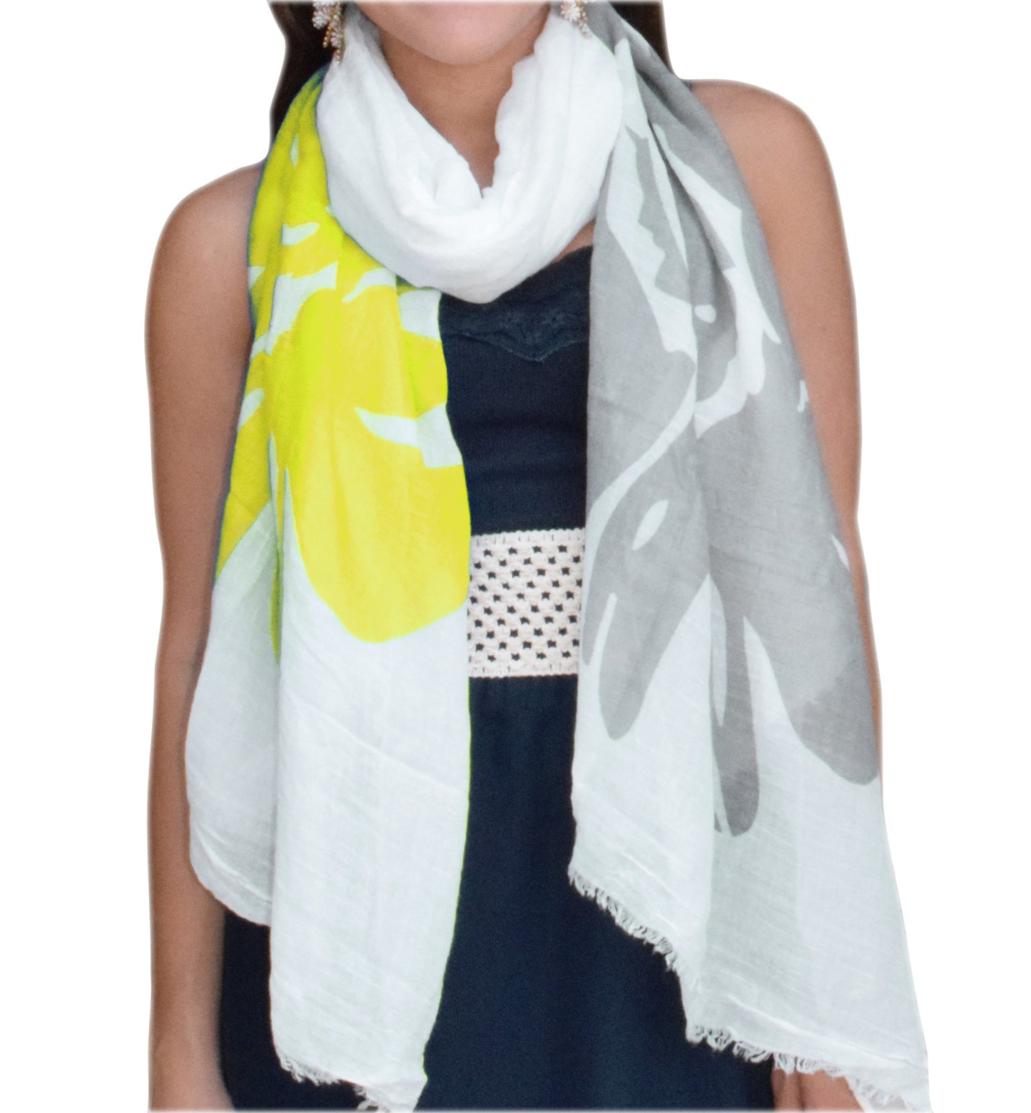 Wholesale Bulk Lot: Yellow Flower Faded Nature Tree Floral Boho Fringe Scarf Wrap Reseller Pack
