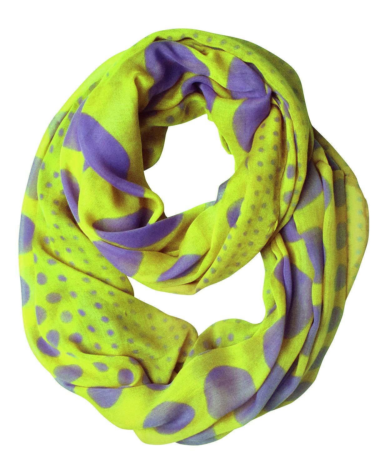 Wholesale Bulk Lot: Vintage Polka Dot Infinity Loop Scarf Lime Purple Reseller Pack