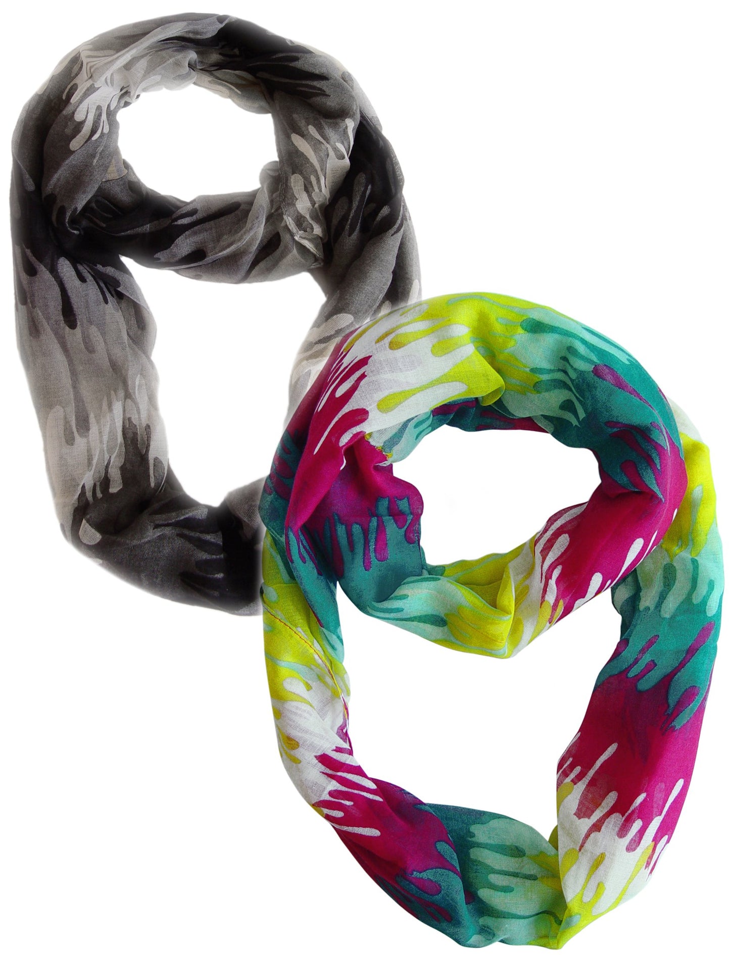 Wholesale Bulk Lot: Abstract Multicolor Paint Design Infinity Loop Scarf Reseller Pack