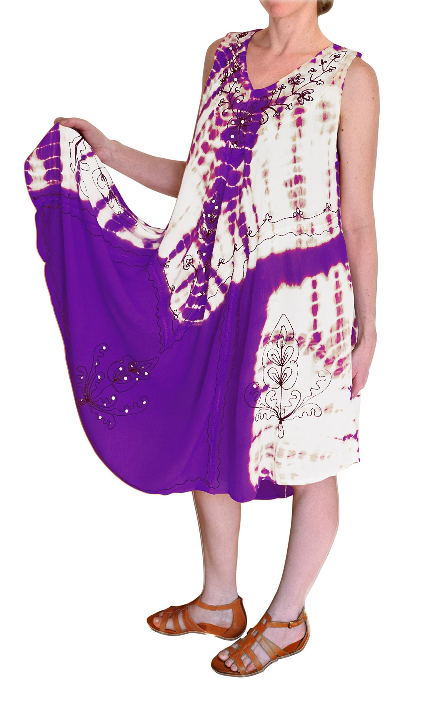 Wholesale Bulk Lot: Purple Tie Dye Embroidered Gem Handkerchief Beach Dress OS