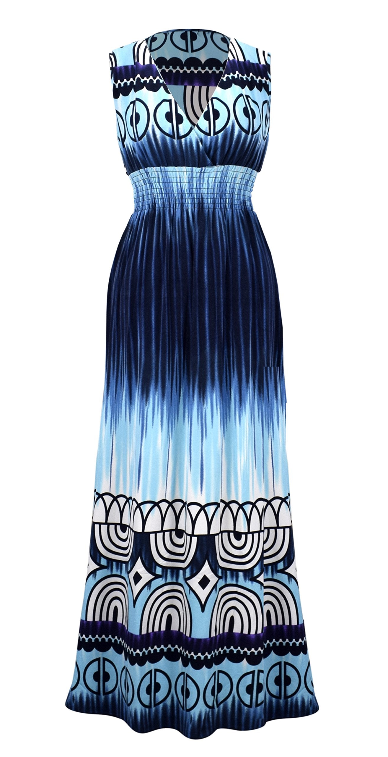 Wholesale Bulk Lot: Tahiti Multicolor Tie Dye Border Print Maxi Dress Size Medium