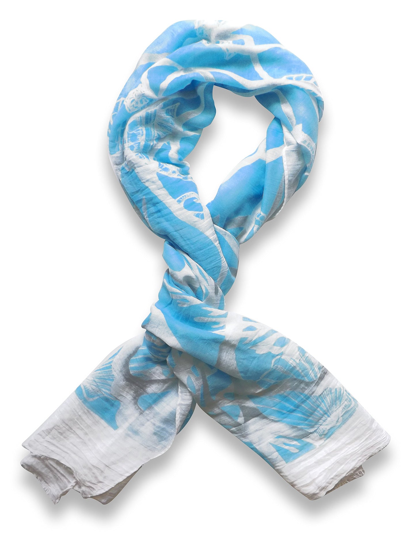 Wholesale Bulk Lot: Nautical Seahorse Shell Aqua Light Fringe Scarf Shawl for Resellers