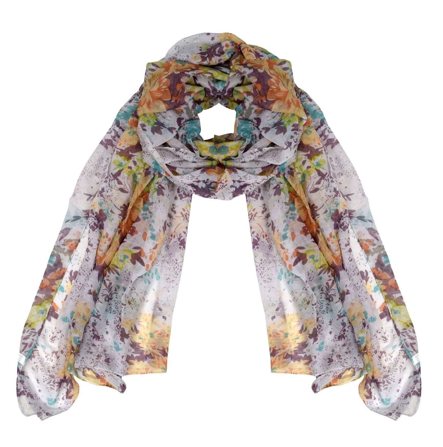 Wholesale Bulk Lot: Orange Hibiscus Floral Summer Fashion Lightweight Scarf for Resellers