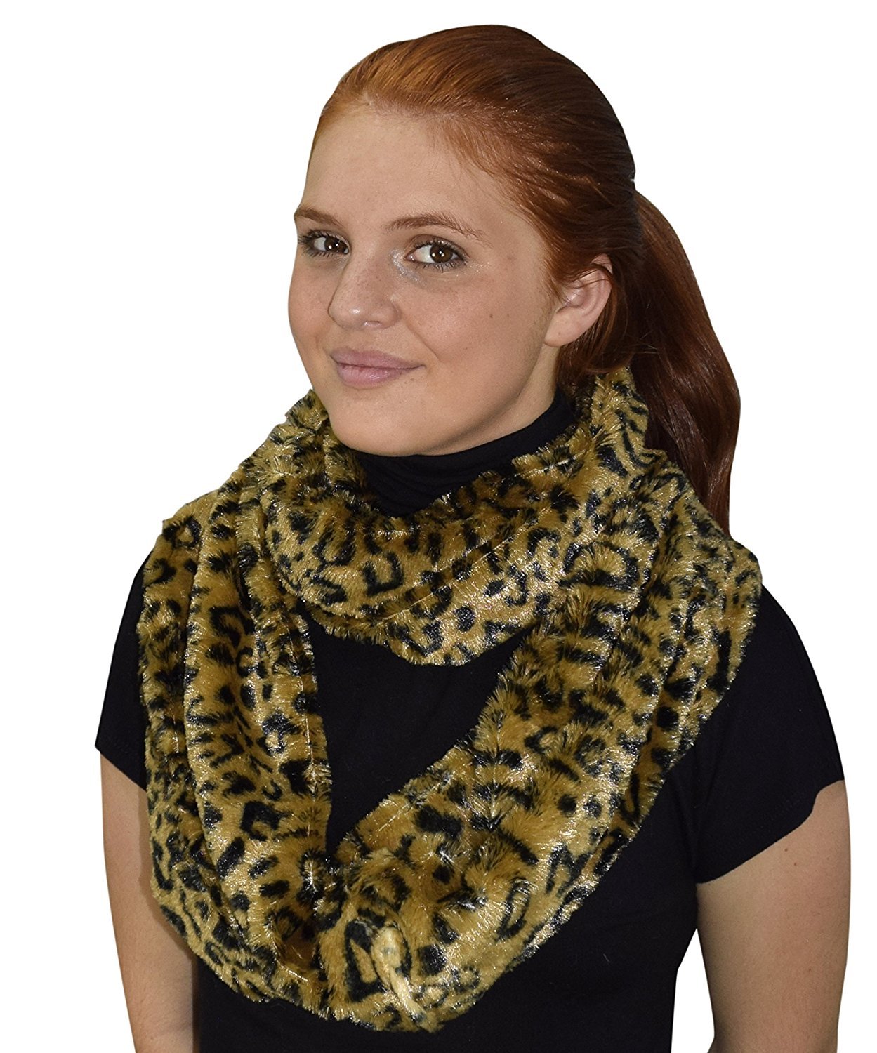 Wholesale Bulk Lot: Faux Fur Leopard Zebra Print Plush Cowl Infinity Loop Scarf Reseller Pack
