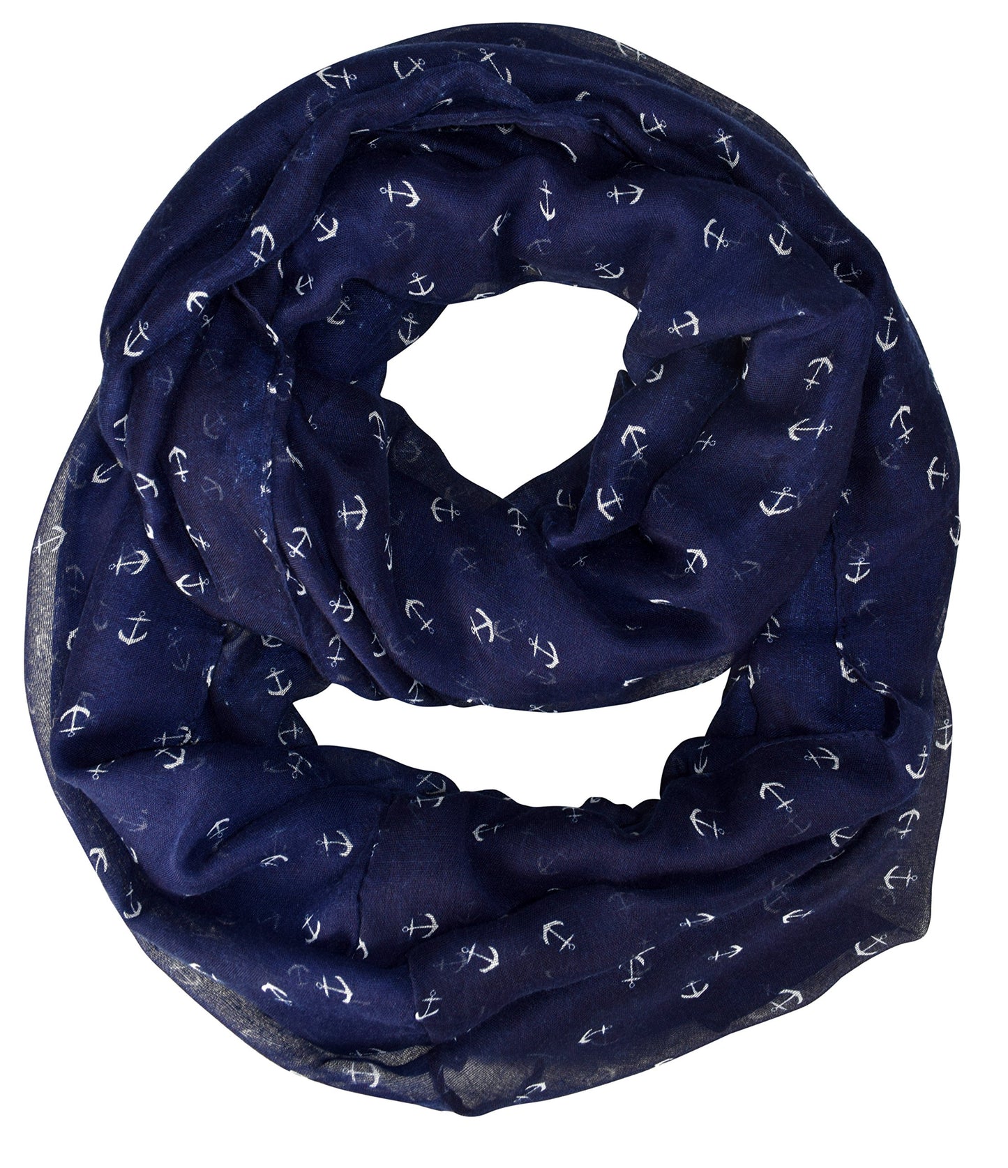 Wholesale Bulk Lot: Navy Nautical Anchor Print Lightweight Infinity Loop Scarf Reseller Pack