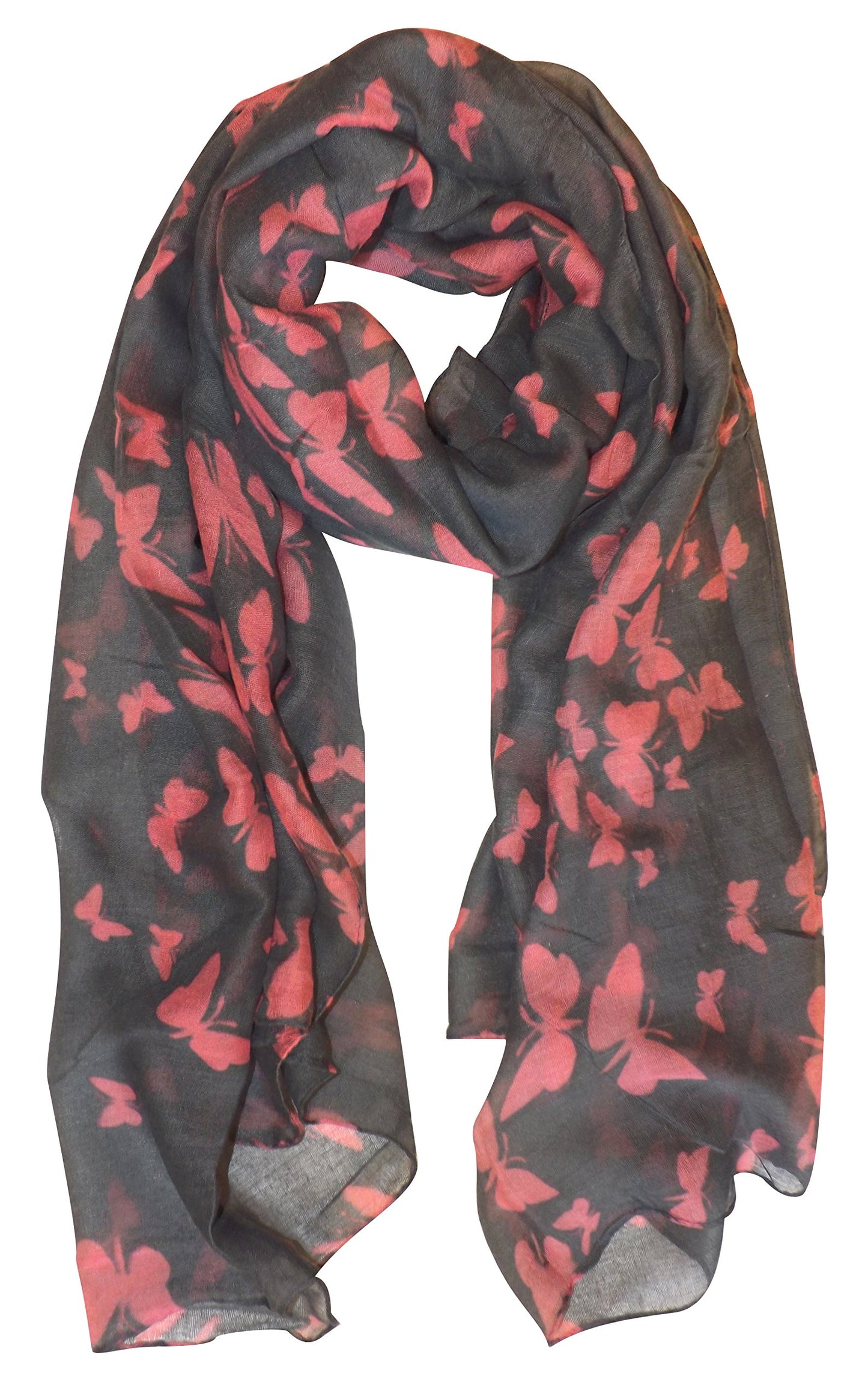 Wholesale Bulk Lot: Lightweight Grey Butterfly Print Fashion Scarf Shawl for Resellers