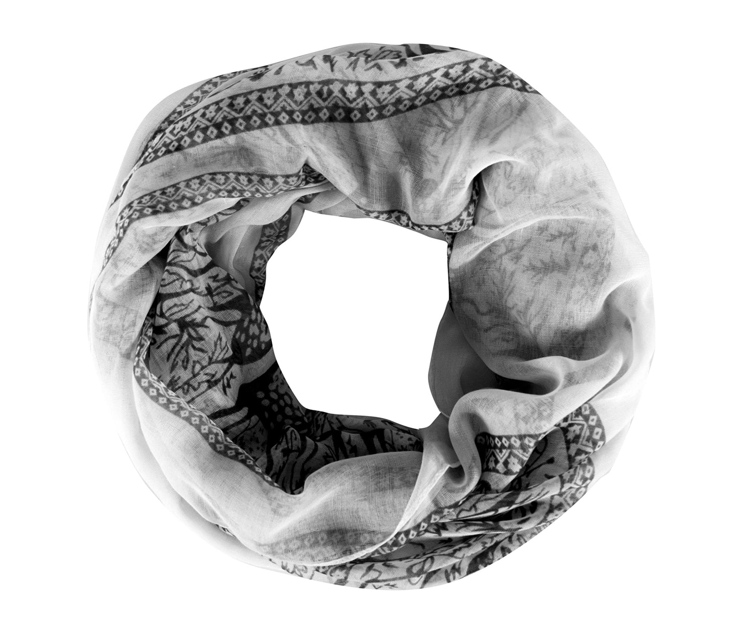 Wholesale Bulk Lot: Black Deer Animal Print Nature Design Loop Infinity Scarf Reseller Pack