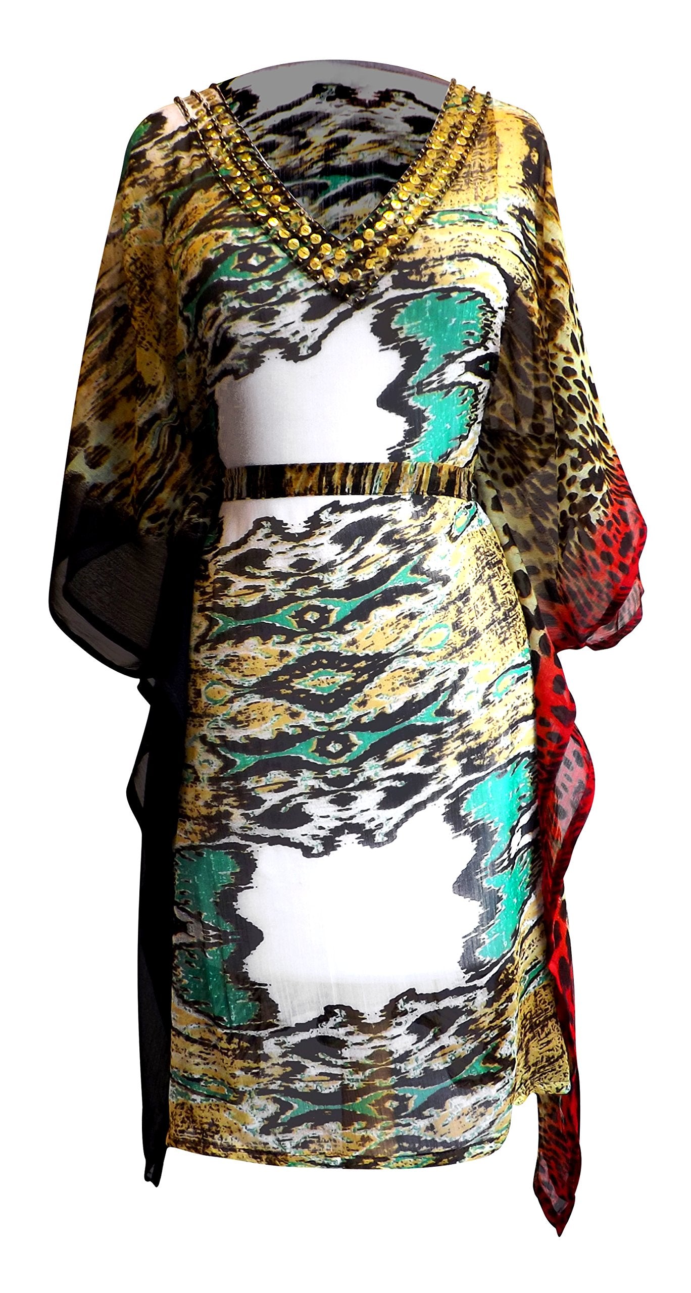 Wholesale Bulk Lot: Geometric Tribal Print Summer Tunic Mini Dress Green Medium