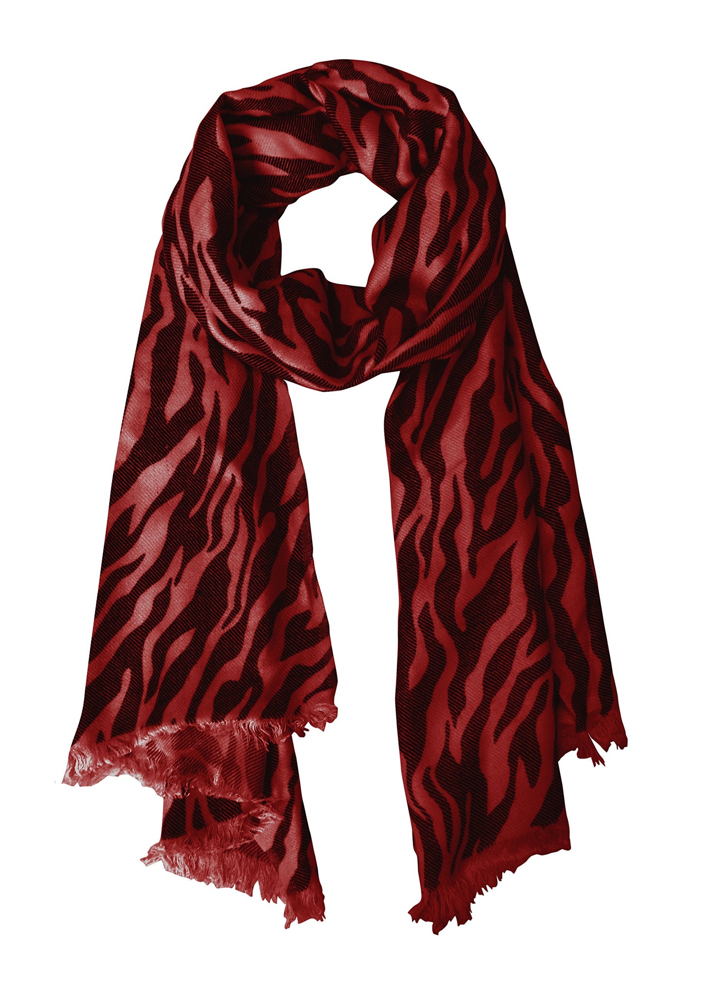 Bulk Lot Zebra Print Frayed Pashmina Shawl Wrap Red Black Scarf for Resellers