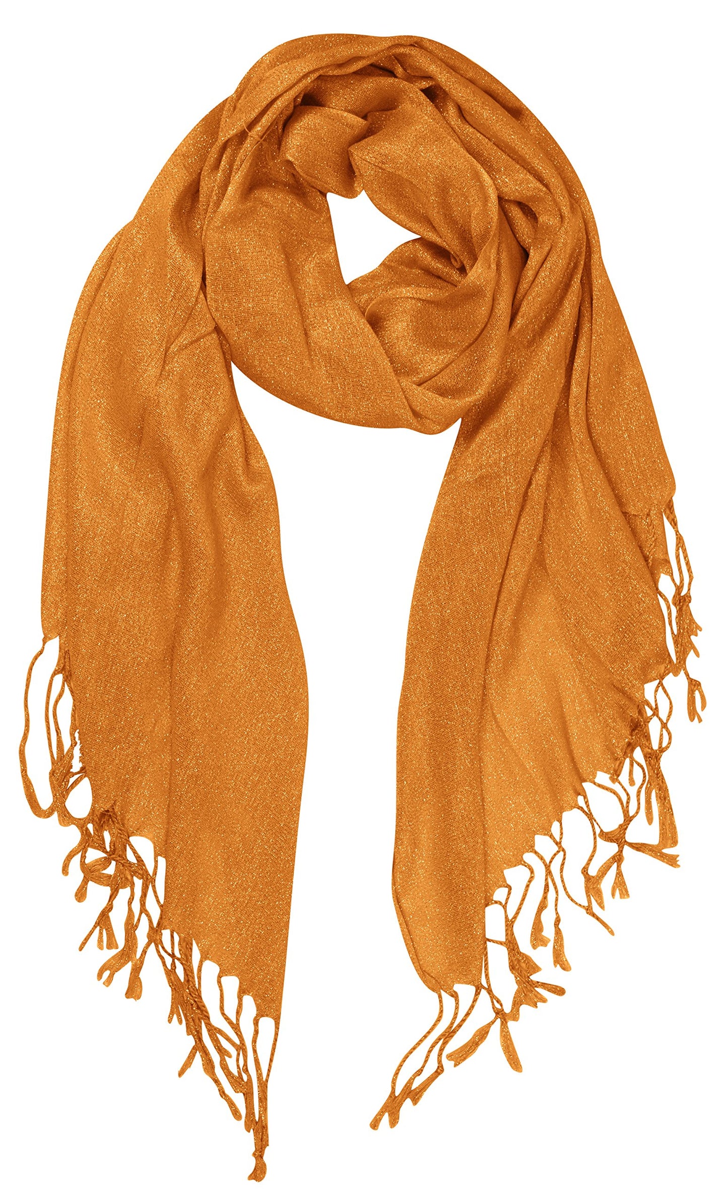 Wholesale Bulk Lot: Princess Shimmer Gold Lightweight Sheer Fringe Scarf Reseller Pack