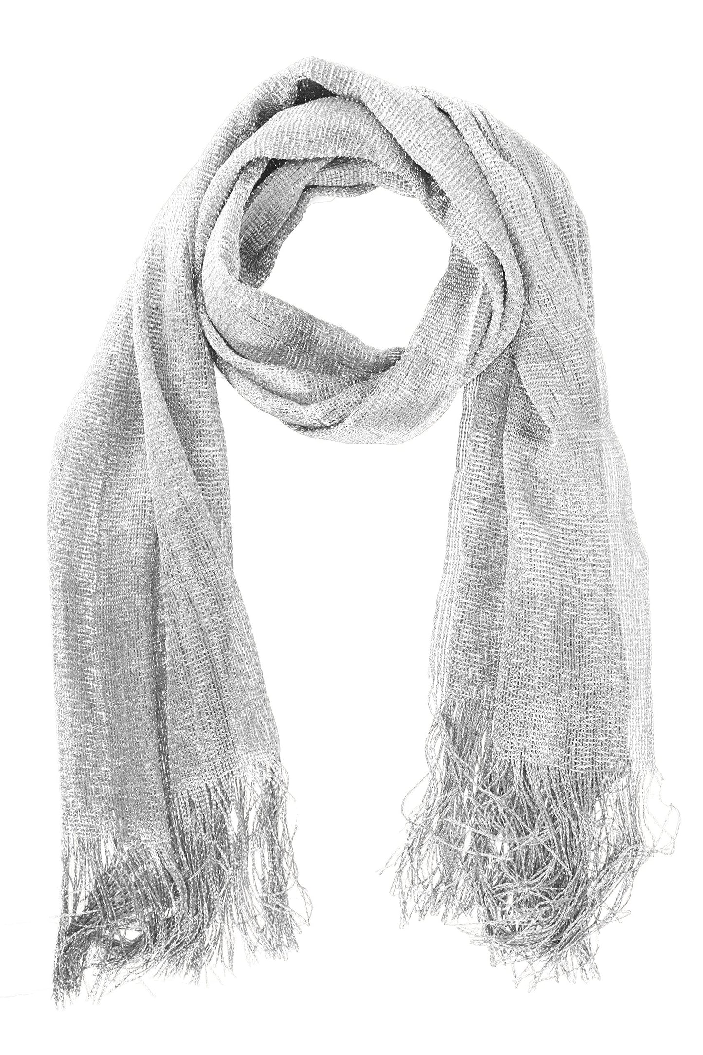 Wholesale Bulk Lot: Silver Metallic Shimmer Mesh Glitter Sparkle Scarf Shawl Wrap for Resellers