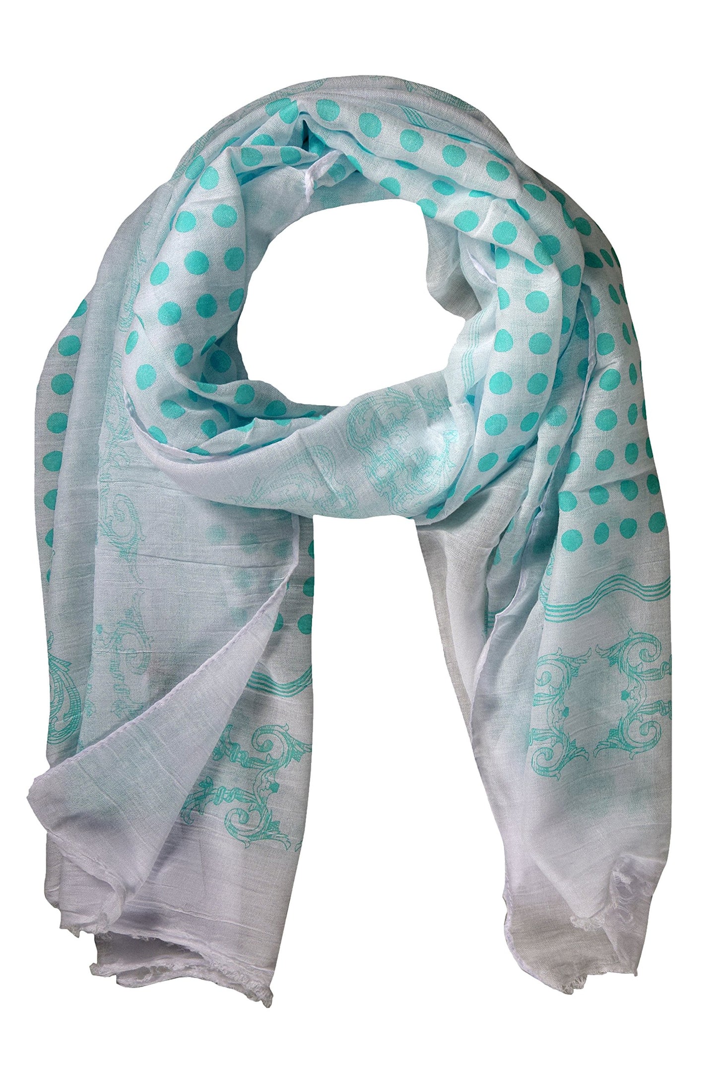 Wholesale Bulk Lot: Cotton Blend Polka Dot Print Summer Shawl Scarf Mint Reseller Pack