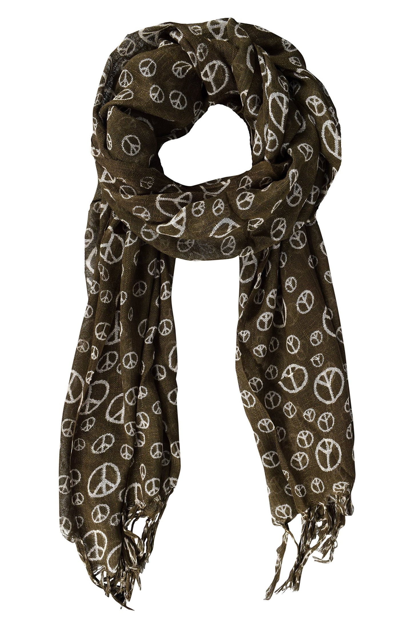 Wholesale Lot Peace Sign Pashmina Scarf Bulk Taupe Lightweight Reseller Shawl Wrap