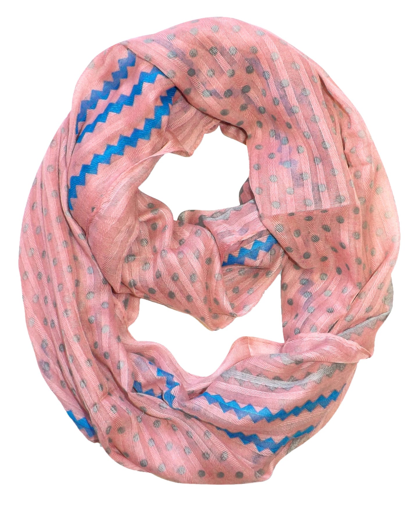 Wholesale Bulk Lot: Pink Polka Dot and Chevron Sheer Infinity Loop Scarf for Resellers