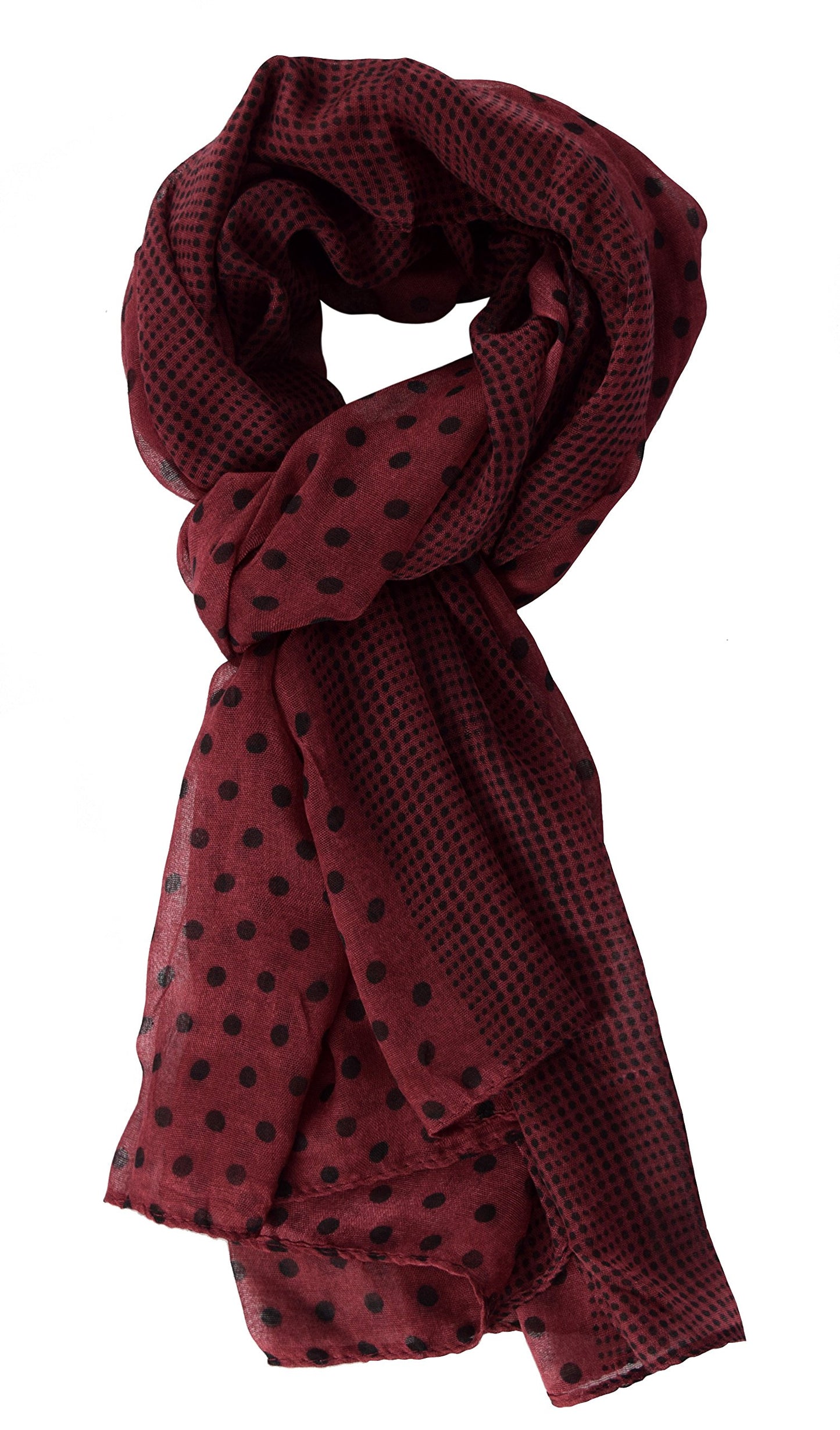 Wholesale Bulk Lot: Lightweight Polka Dot Pashmina Scarf Wrap Maroon Black Reseller Pack