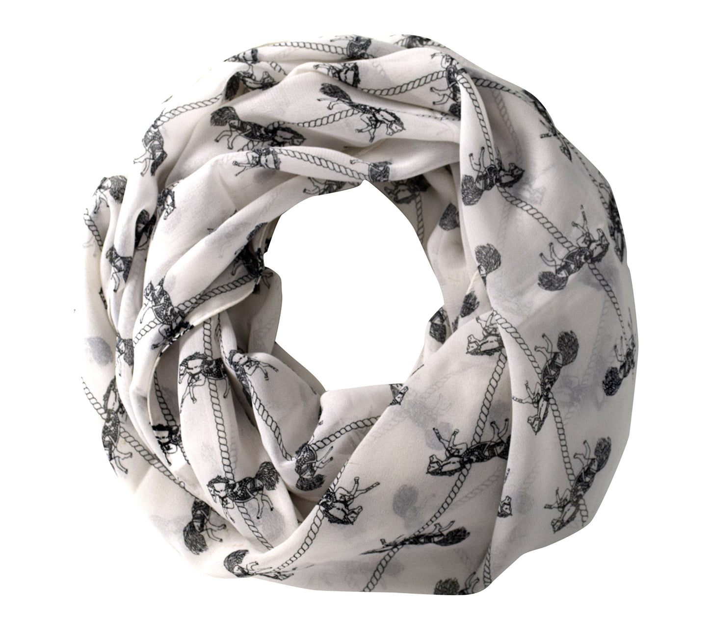 Wholesale Bulk Lot: Funky Abstract Print Lightweight White Horse Infinity Loop Scarf for Resellers
