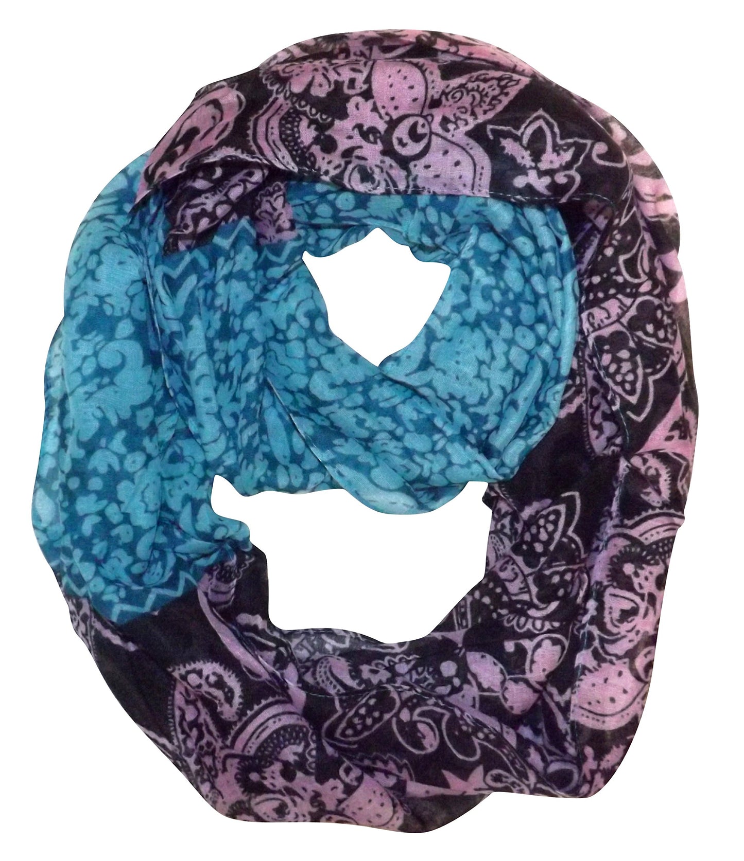 Wholesale Bulk Lot: Turquoise Henna Print Floral Infinity Loop Scarf Reseller Pack