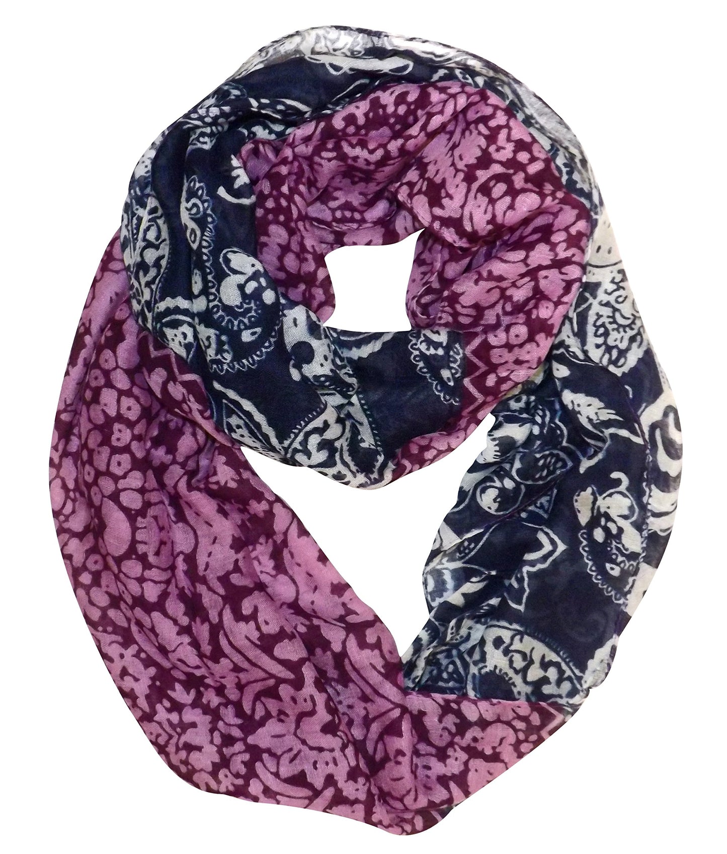 Wholesale Bulk Lot: Navy Floral Henna Print Infinity Loop Scarf Reseller Pack