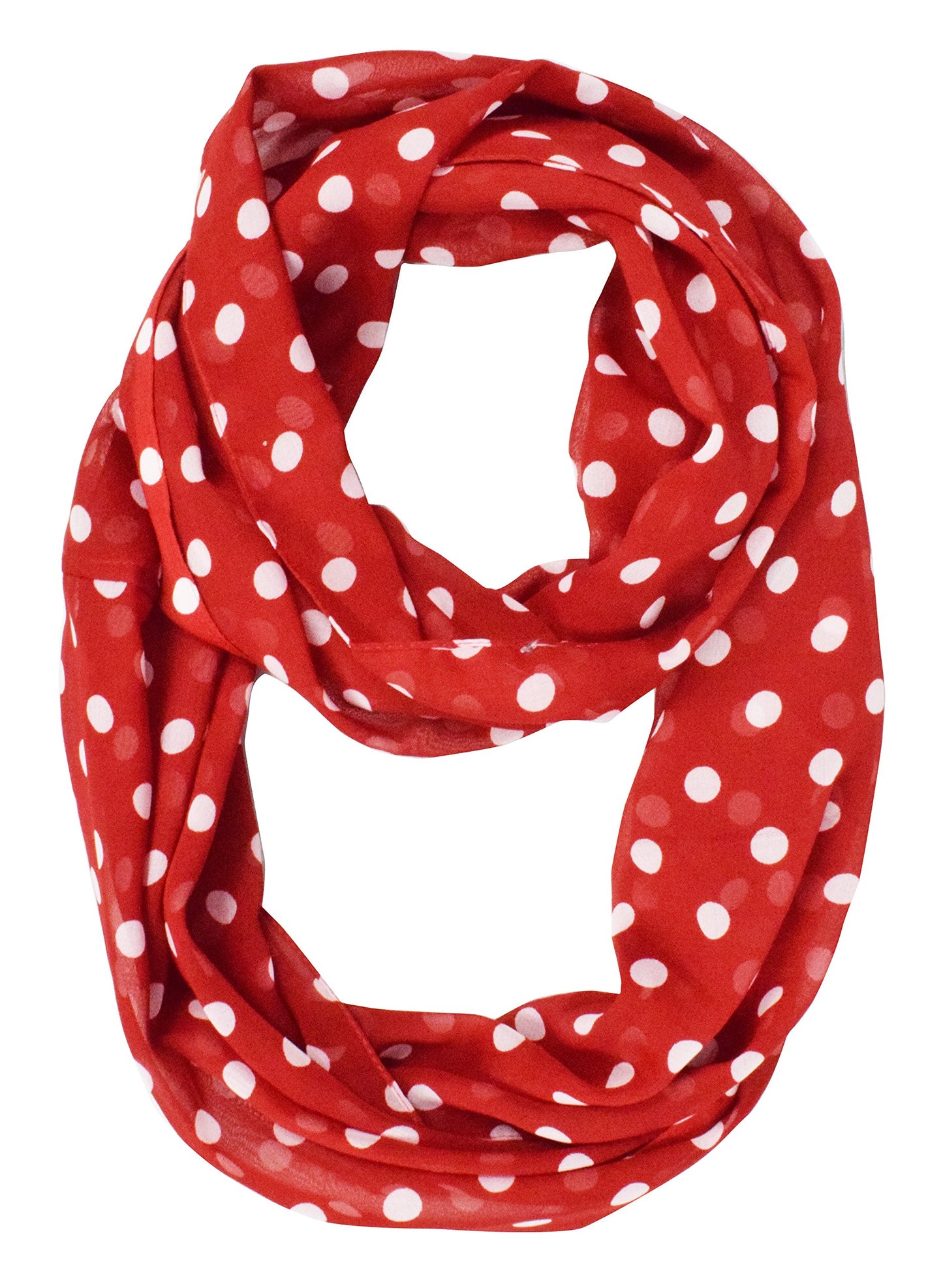 Wholesale Bulk Lot: Red Sheer Polka Dot Infinity Circle Loop Scarf Small Reseller Pack