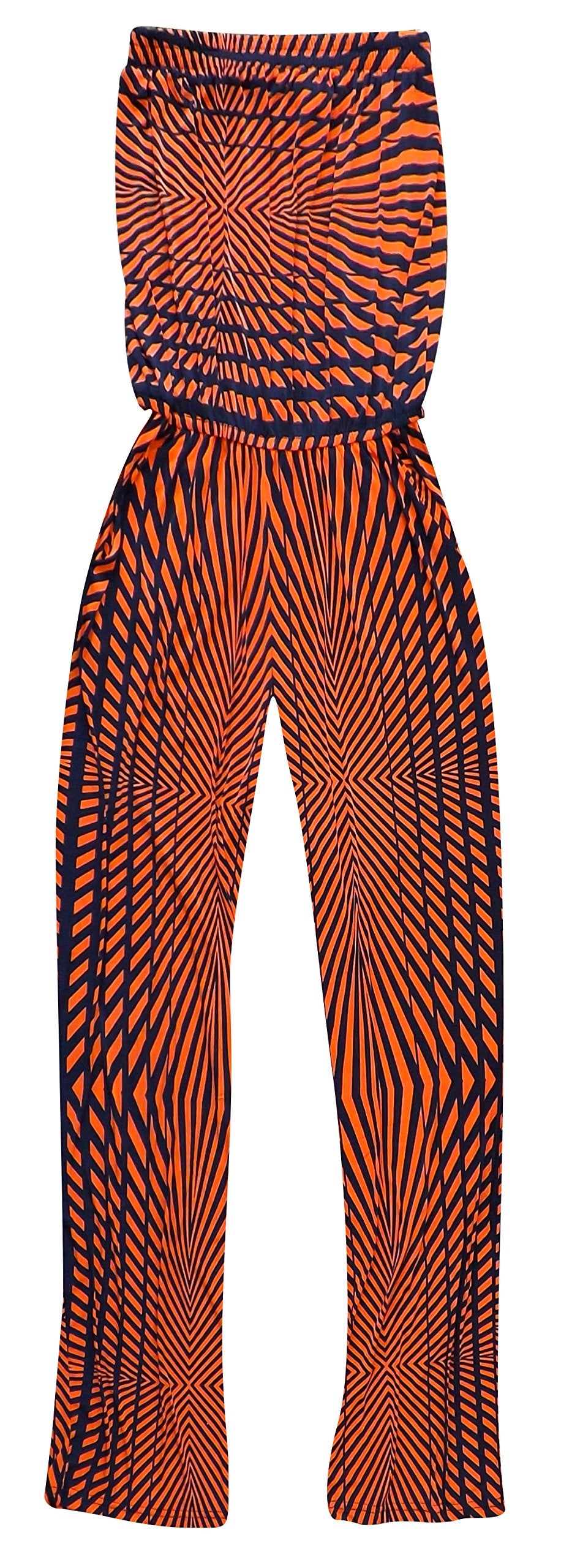 Wholesale Bulk Lot: Geometric Blouson Elastic Top Romper Jumpsuit S Orange Navy