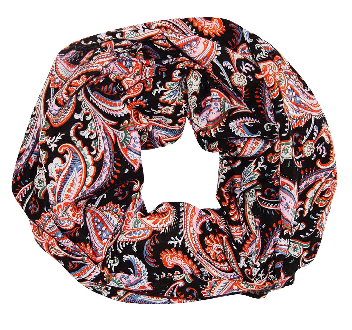 Wholesale Bulk Lot: Victorian Damask Black Lightweight Infinity Loop Scarf Reseller Pack