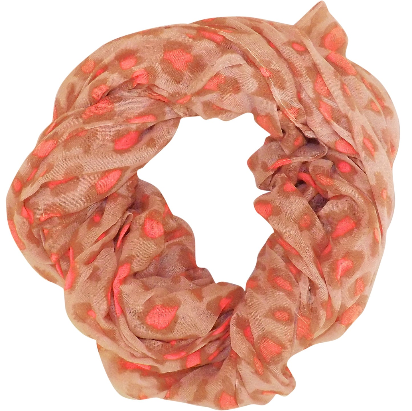 Wholesale Bulk Lot: Retro Animal Print Peach Pink Infinity Loop Scarf for Resellers