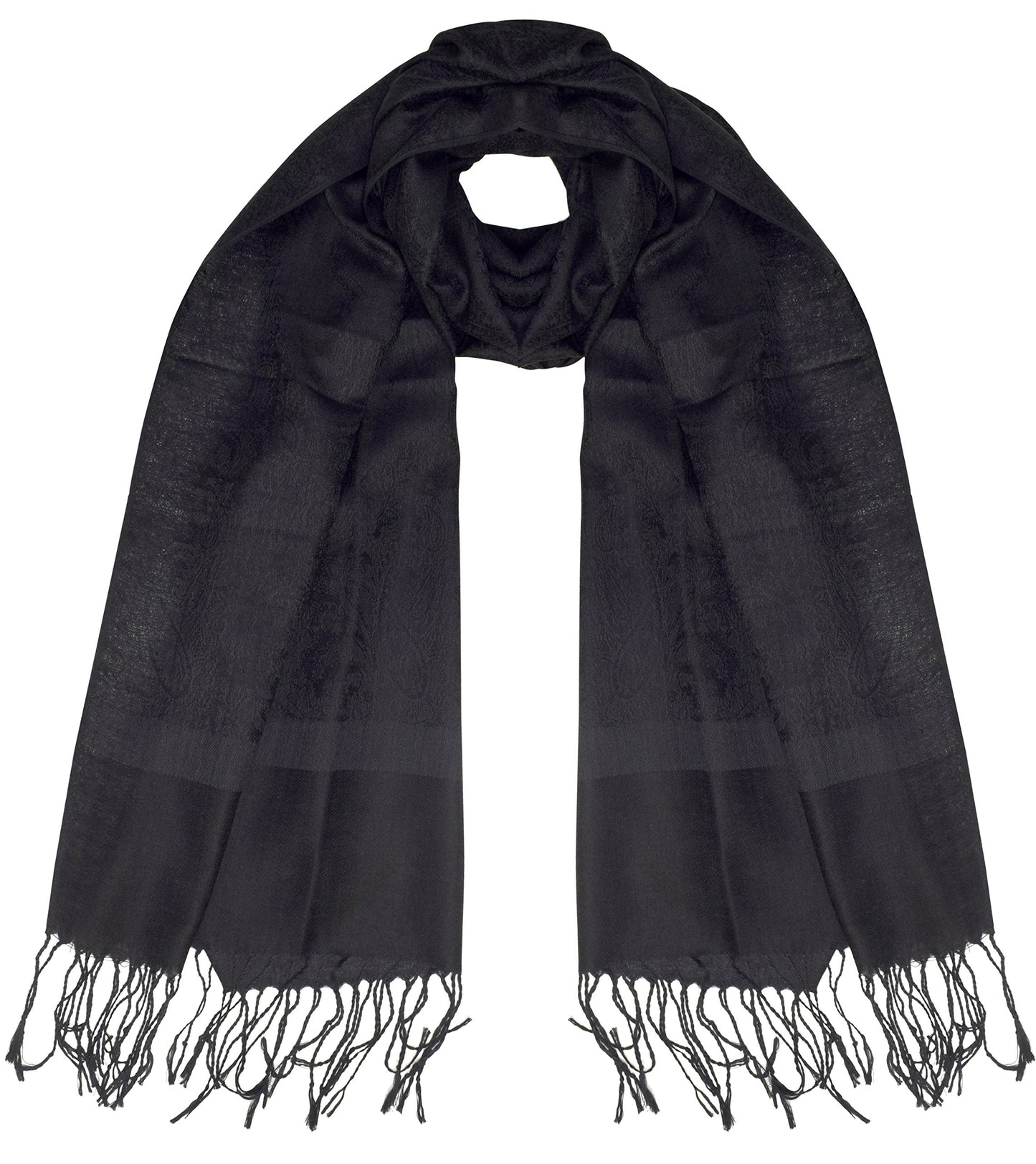 Wholesale Lot Vintage Solid Jacquard Paisley Silk Scarf Reseller Bulk Black Shawl Wraps