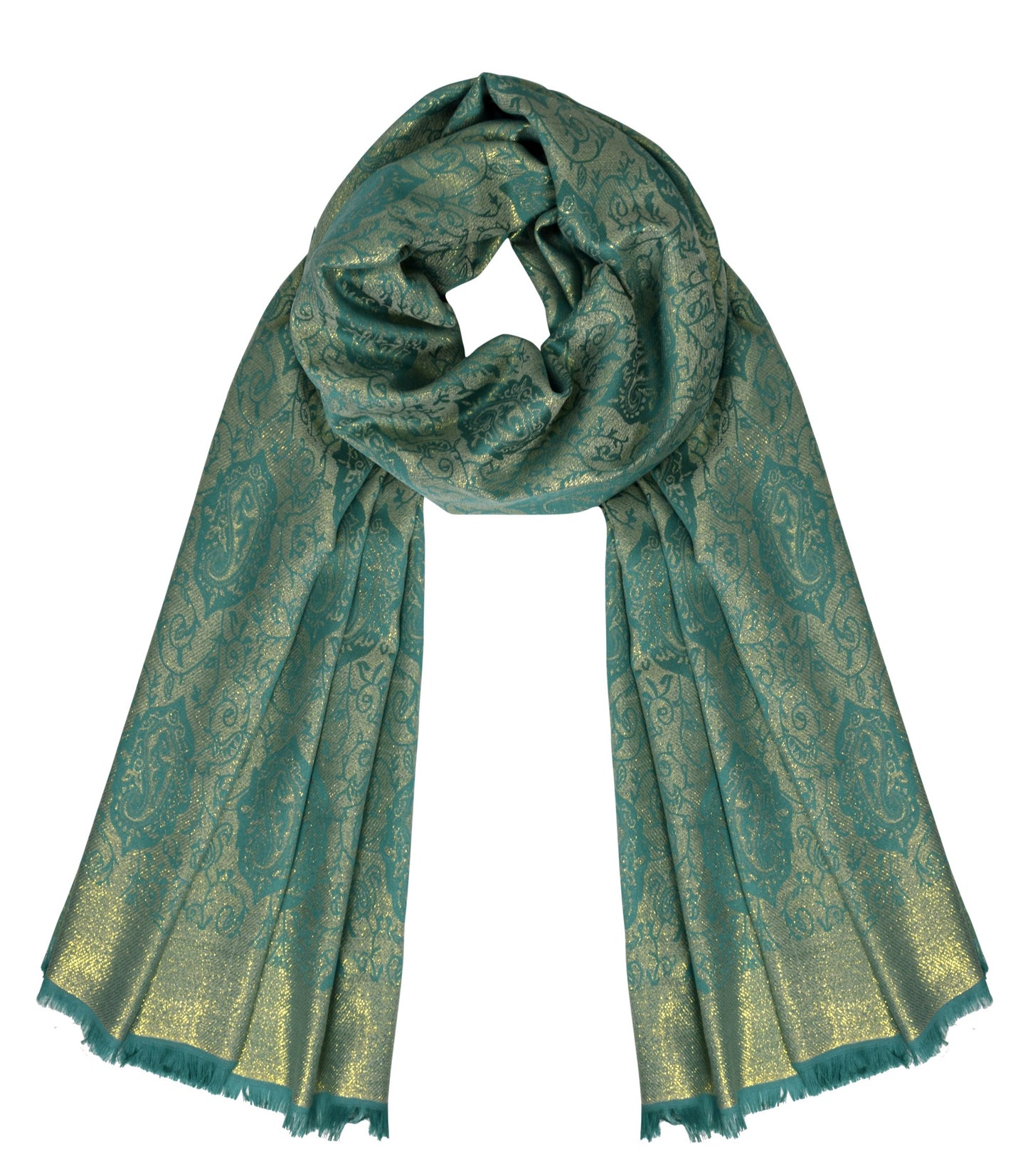 Wholesale Bulk Lot Reversible Jacquard Paisley Pashmina Shawl Damask Turquoise Wrap for Resellers