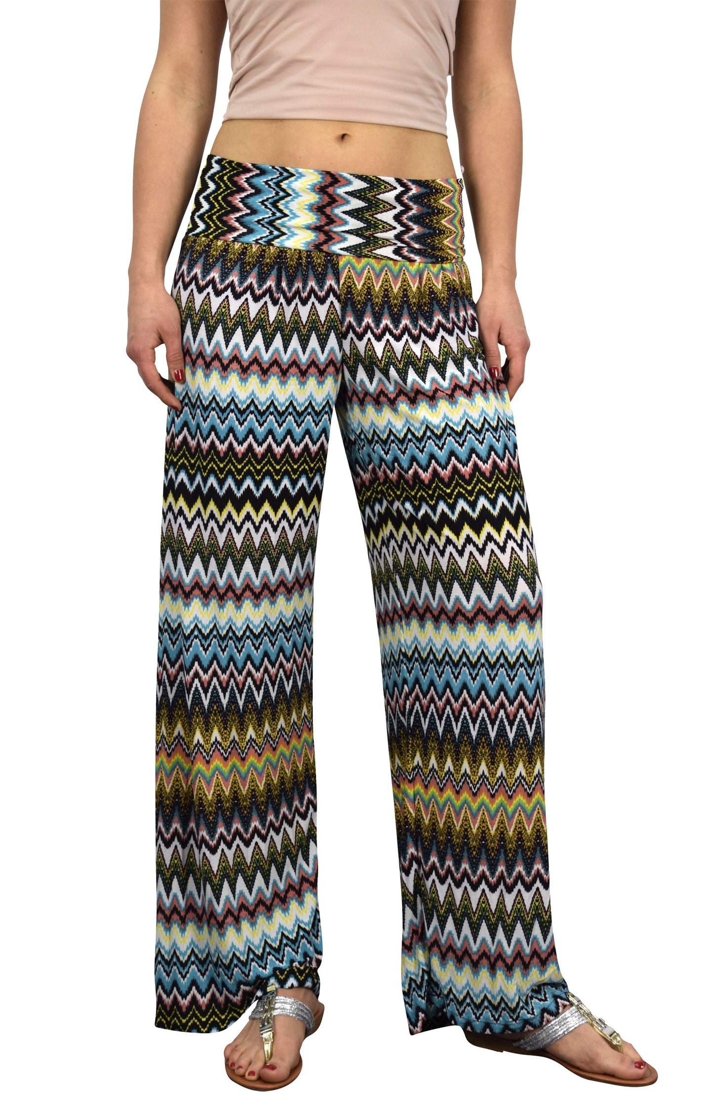 Wholesale Bulk Lot: Women's Printed Palazzo Pants Tribal Chevron Orange Small
