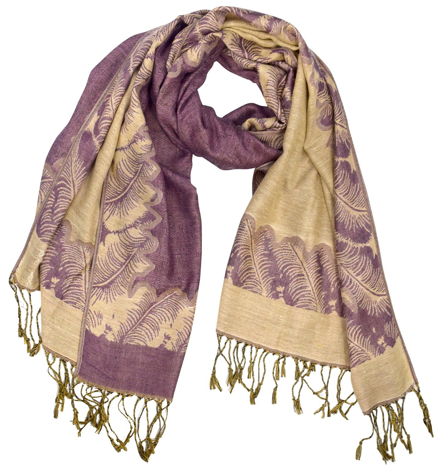 Wholesale Bulk Lot Reversible Jacquard Paisley Pashmina Shawl Wrap Dust Pink Tan for Resellers