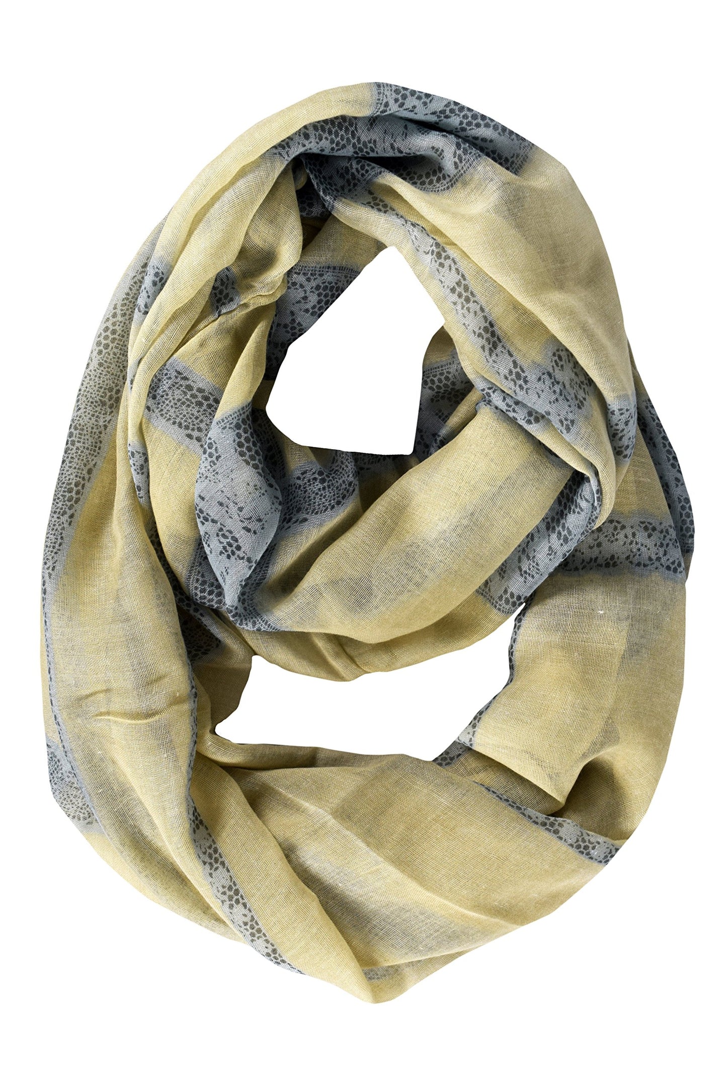 Wholesale Bulk Lot: Vintage Floral Print Lace Infinity Loop Scarf Tan Reseller Pack
