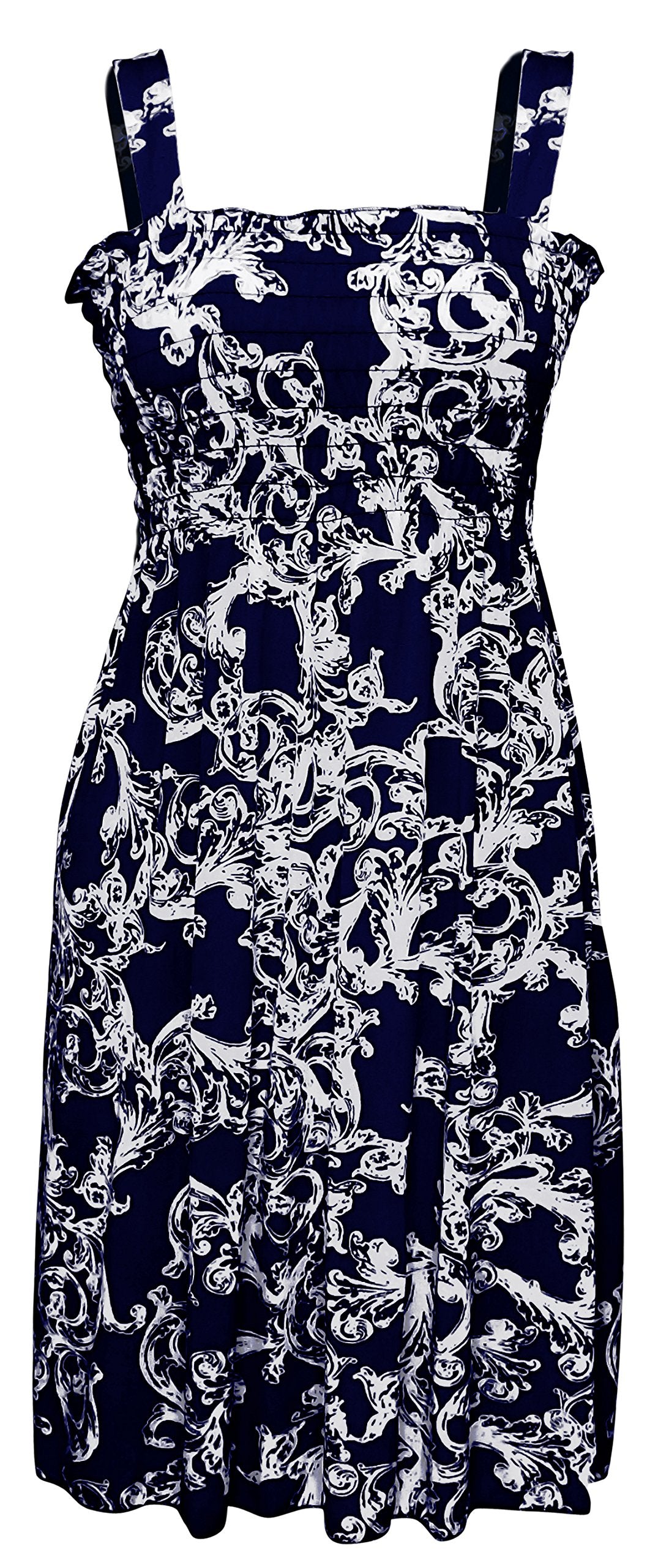 Wholesale Bulk Lot Women's Midi Exotic Smocked Summer Dress Navy Large Reseller