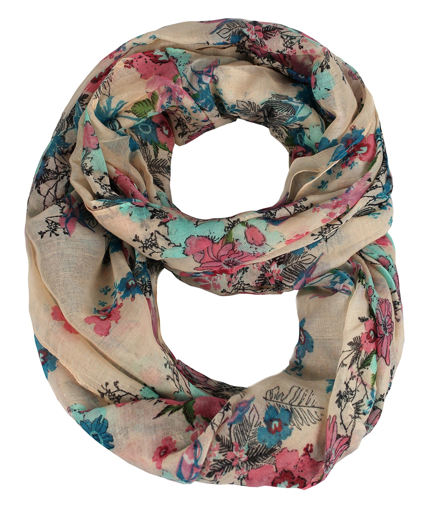 Wholesale Bulk Lot: Red Cherry Blossom Floral Print Infinity Loop Scarf Reseller Pack