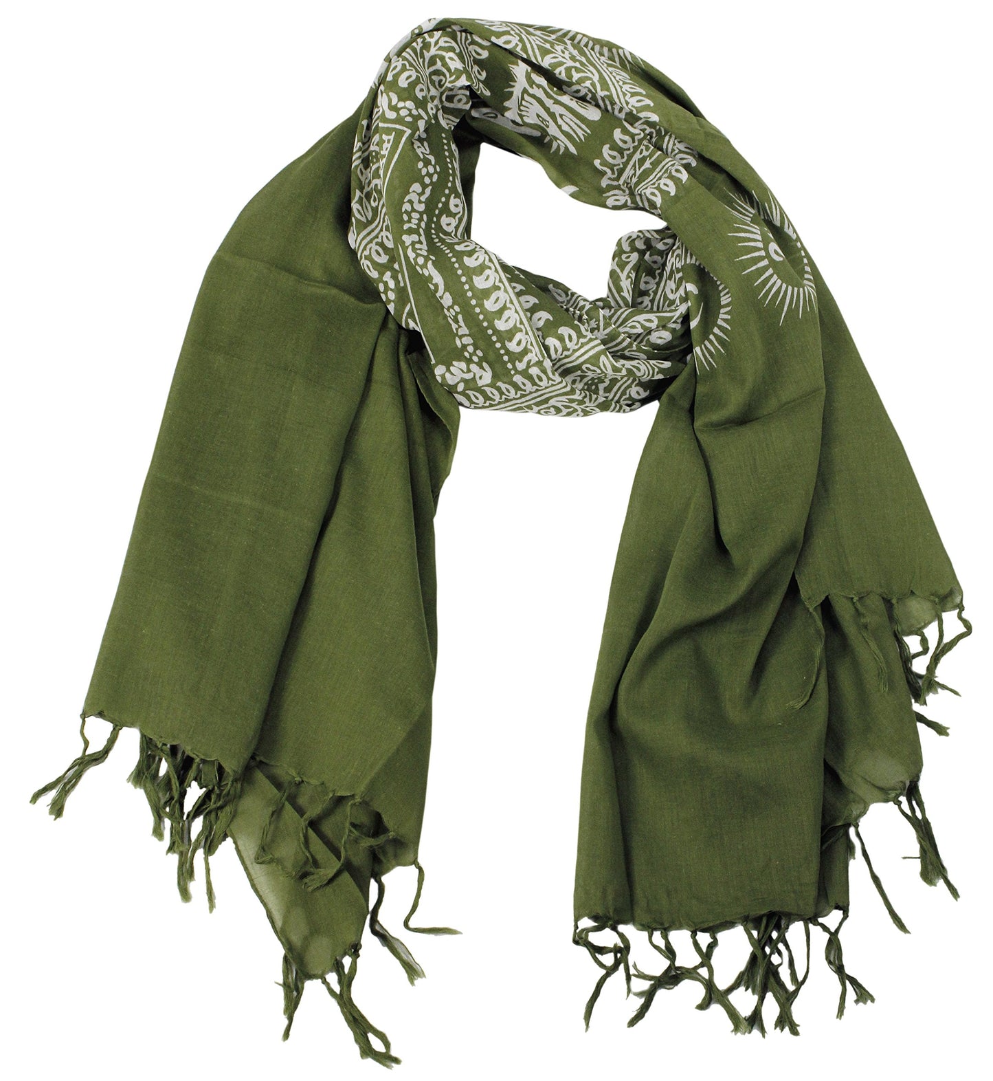 Wholesale Bulk Lot: Peace and Love Mantra Printed Green and White Fashion Scarf Reseller Pack