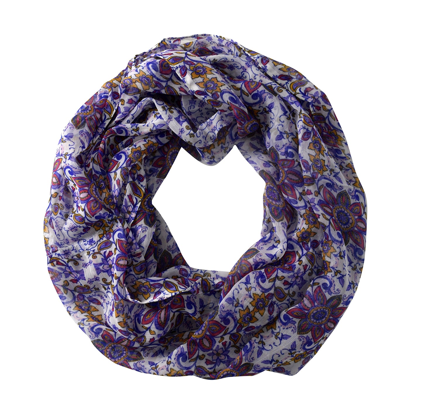 Wholesale Bulk Lot: Vintage Floral Print Infinity Loop Scarf Purple Reseller Pack