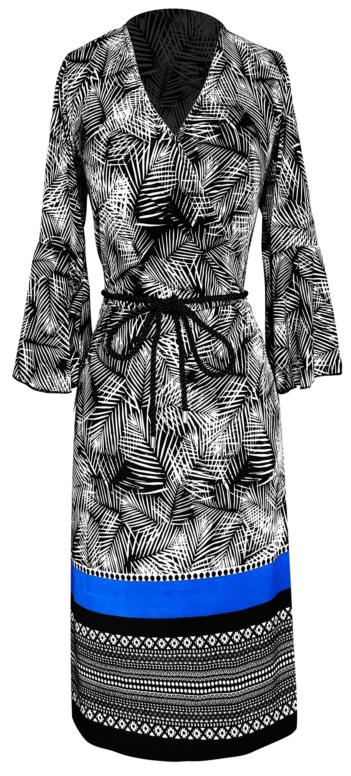 Wholesale Lot: Boho Tribal Surplice Bell Sleeve Shift Dress Small Black & White
