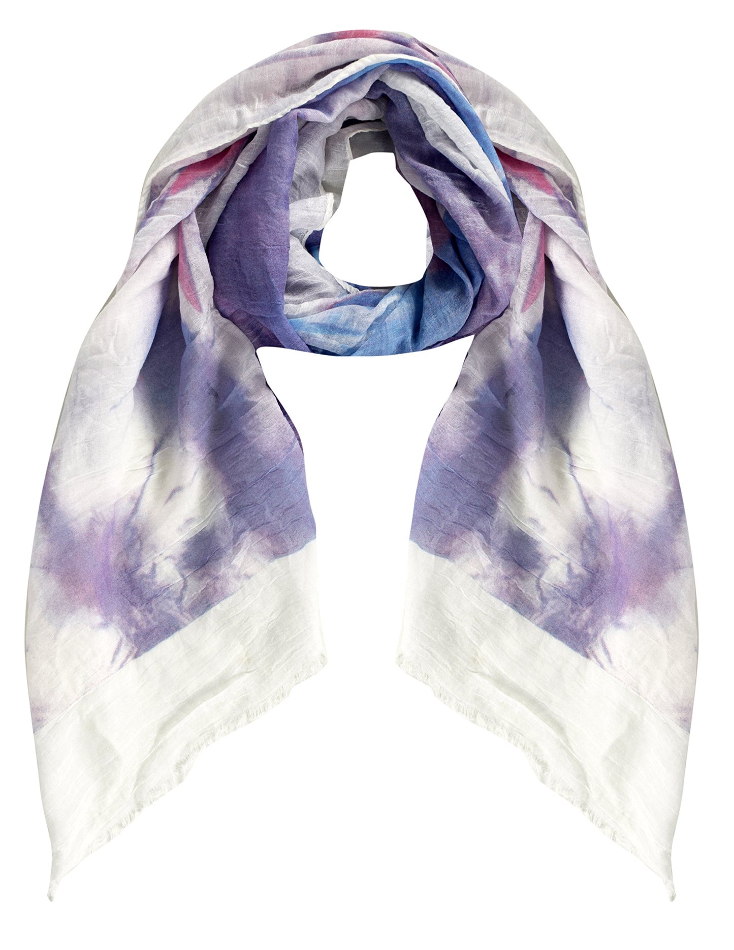 Wholesale Bulk Lot: Retro Ruffled Multicolor Tie Dye Fringe Shawl Wrap Scarf Reseller Pack