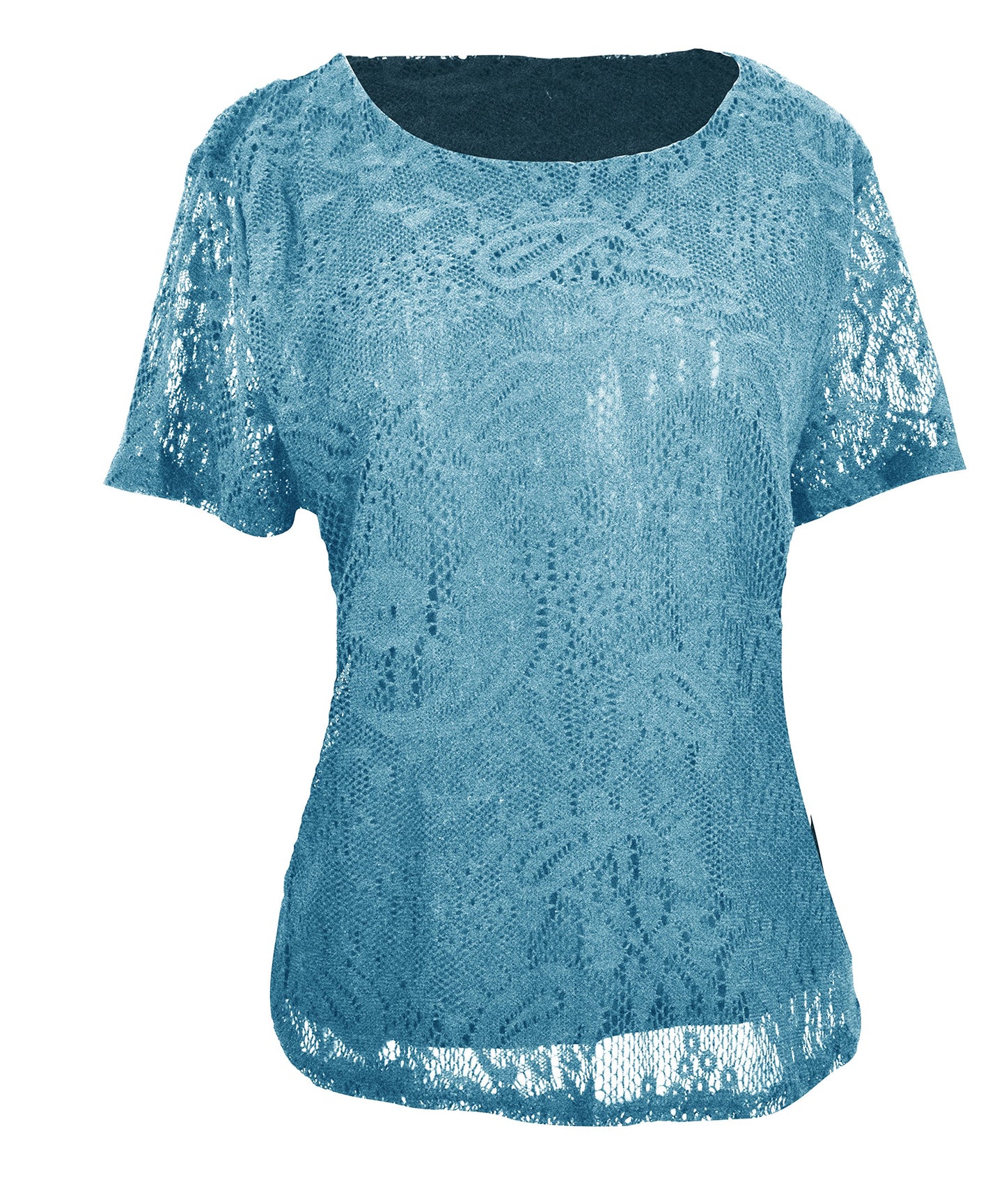 Wholesale Bulk Lot: Turquoise Floral Paisley Scoop Neck Lace Blouse Top