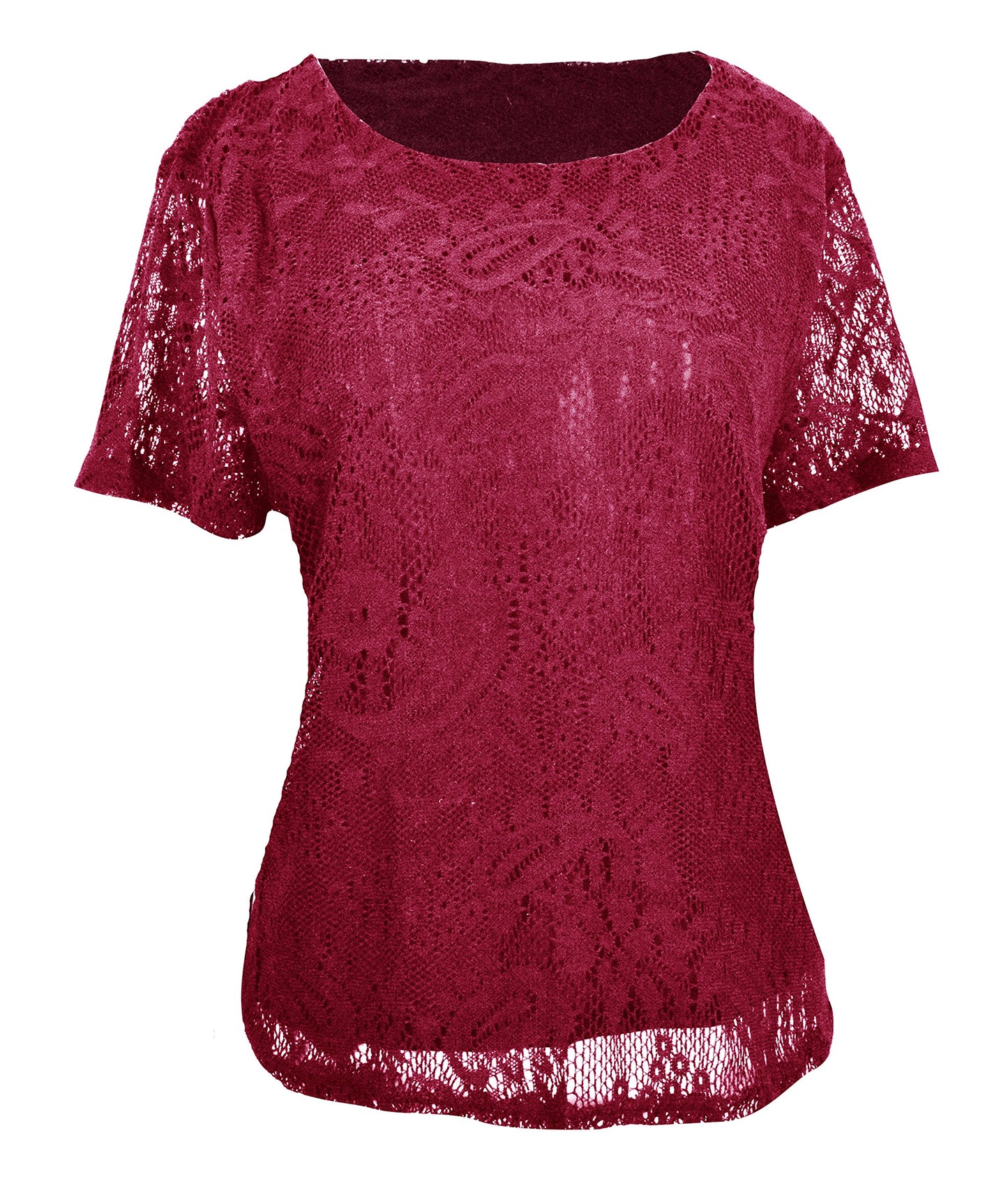 Wholesale Bulk Lot: Floral & Paisley Scoop Neck Lace Burgundy Blouse Top