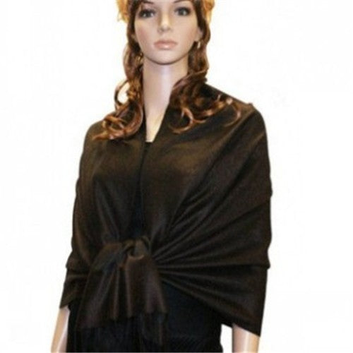 Wholesale Bulk Pack Light Paisley Pashmina Scarf - Black Coffee