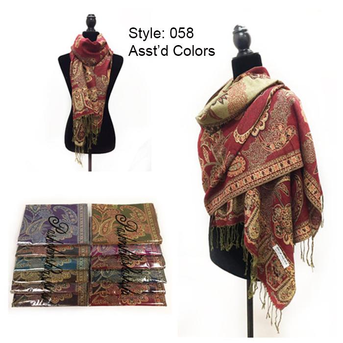 12-Pack Metallic Pashmina Shawls Assorted Colors