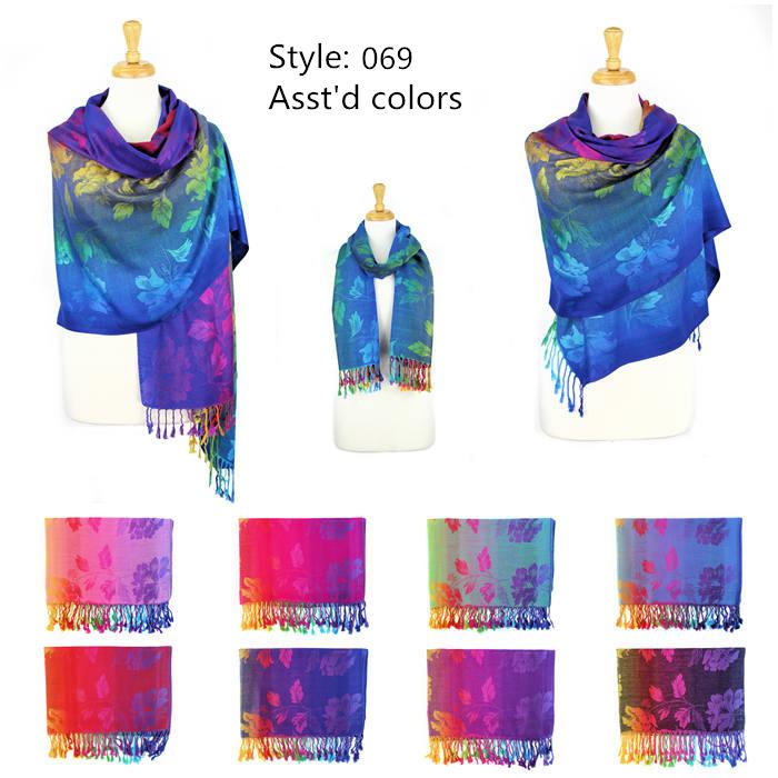 12-Pack Pashmina Paisley Colorful Shawls Assorted Colors