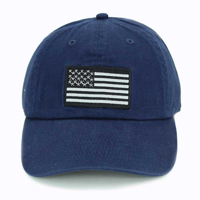 Newhattan 100% Cotton Baseball Caps Embroidered USA Flag
