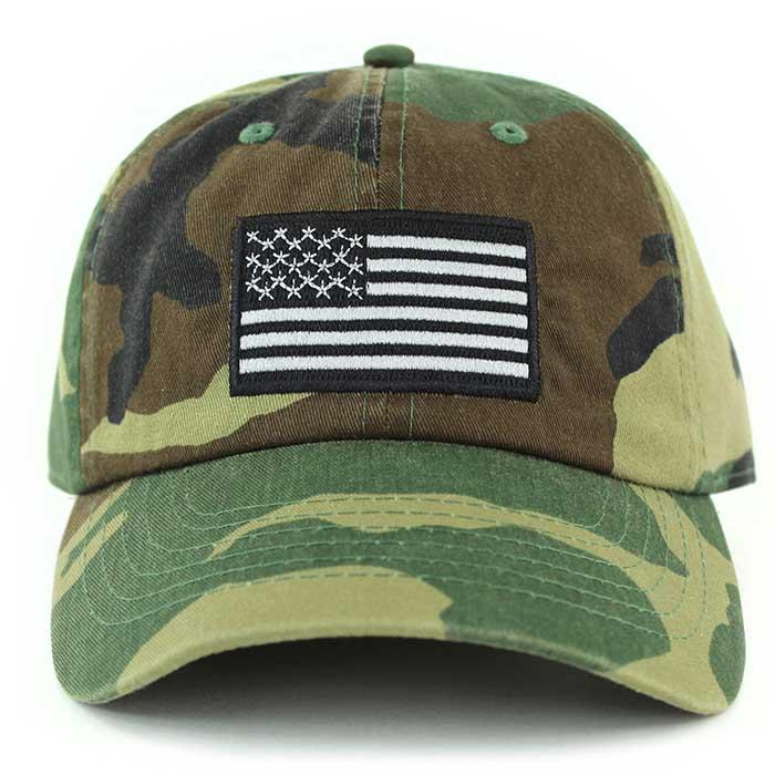 Newhattan 100% Cotton Baseball Caps Embroidered USA Flag