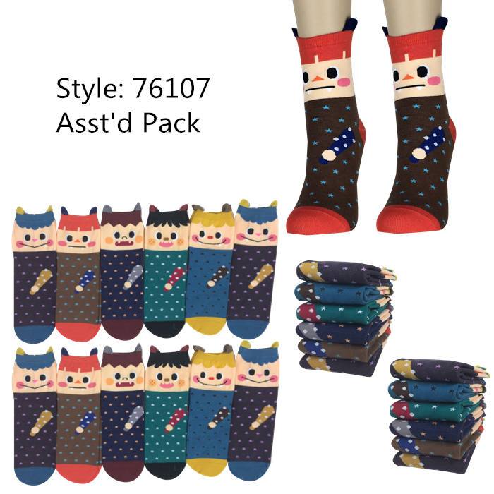 12 pack Women's's Cute Art Cartoon Colorful Casual Crew Cotton Animal Socks #