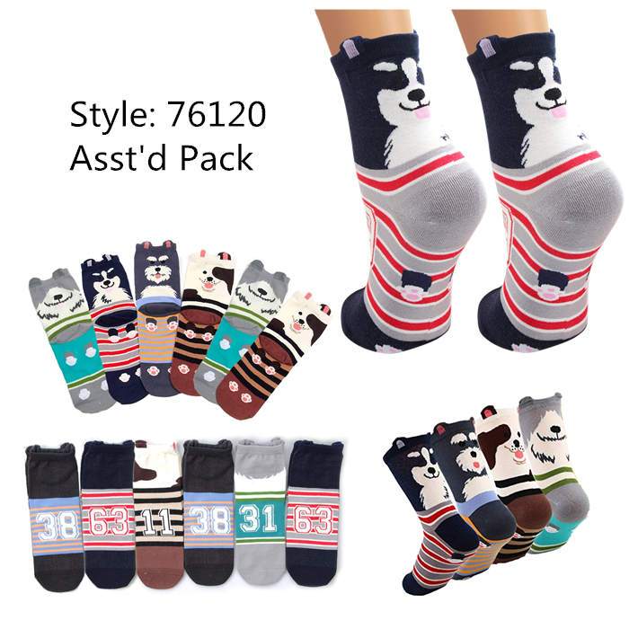 12 pack Women's's Cute Art Cartoon Colorful Casual Crew Cotton Animal Socks #